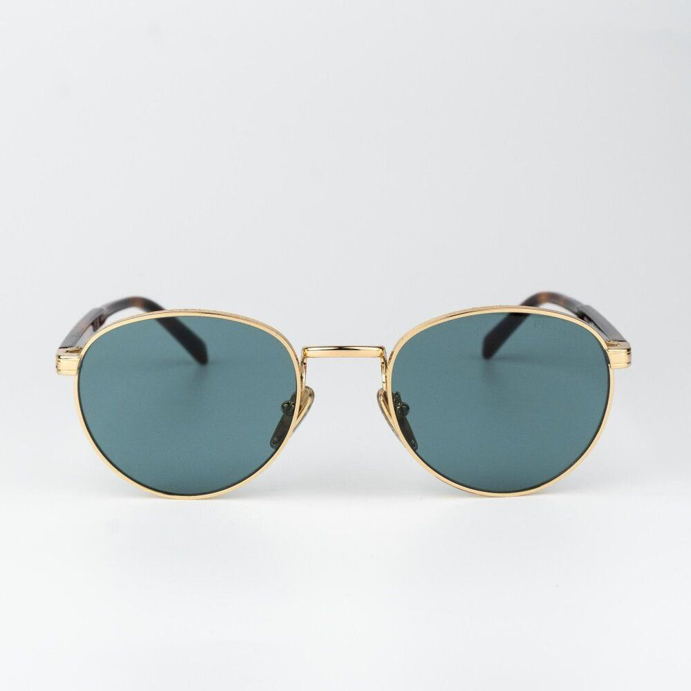 Prada Women Sunglasses Gold Lago Round PRB51S 5AK40K NEW AUTHENTIC
